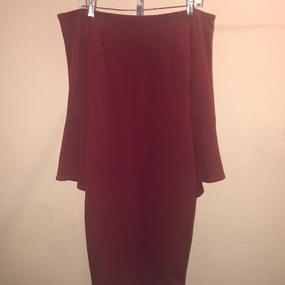 LULUS ALL SHE WANTS BURGUNDY MIDI DRESS Sz Small - Picture 4 of 8